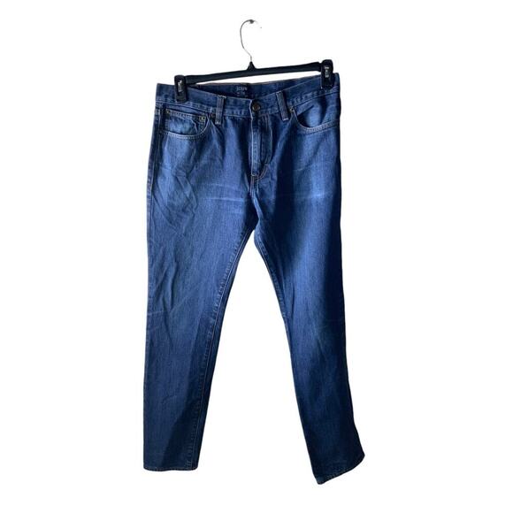 JCrew The Driggs Jeans Mens 32x32 Straight Whiskers Dark Wash Streetwear Denim - Picture 1 of 10